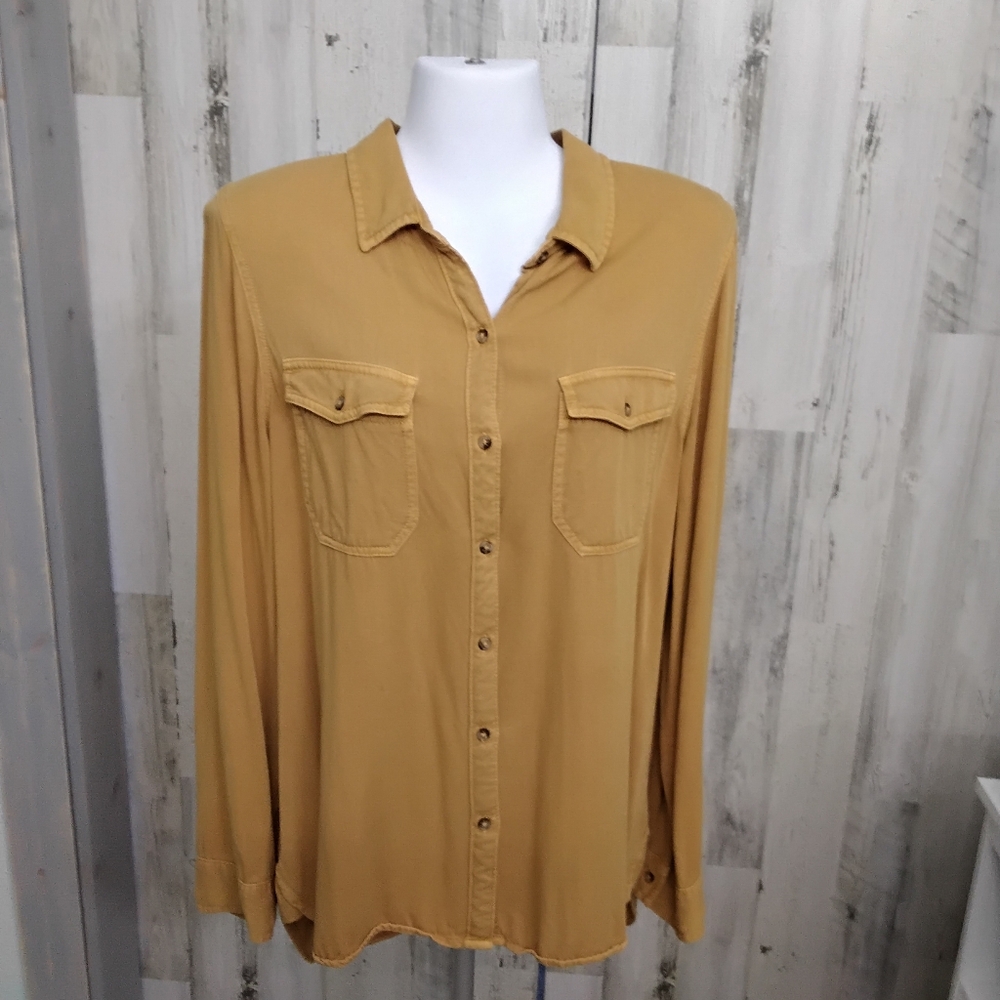 Mustard Yellow Button-Up Shirt